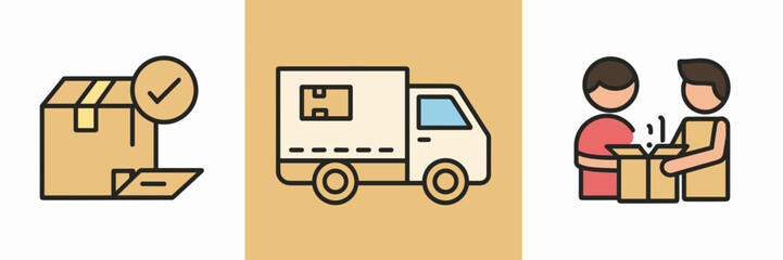 Monthly delivery cycle vector icons – Ideal for e-commerce infographics, shipping guides, or logistics visuals