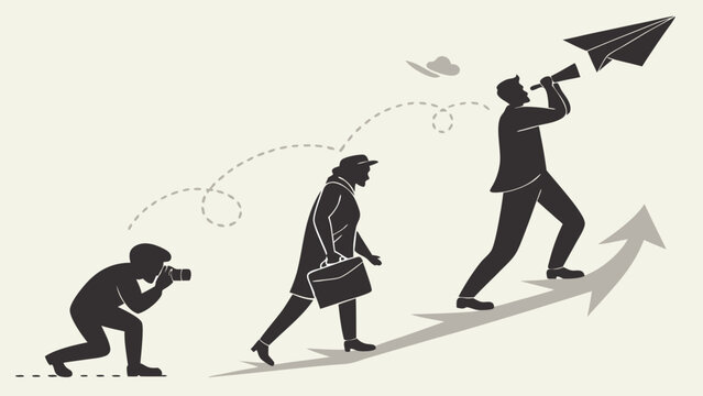 Business Growth Stages Career Progression Success Journey Upward Trajectory Conceptual Illustration.