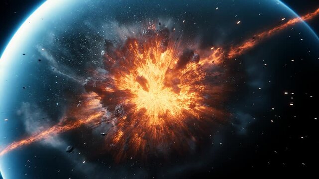 Cosmic explosion creating chaos and destruction in space