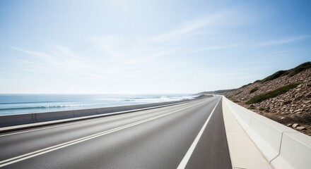 The open road beckons on this stunning coastal highway, offering a sense of freedom and adventure with a beautiful sea view