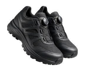 Auto-lacing trail running shoes with a durable toe cap.