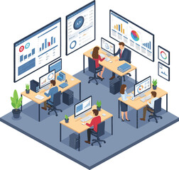 Obraz premium Data Analytics and Digital Technology Setup Vector Isolated on White Background