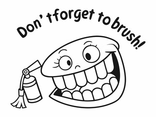 Obraz premium Cartoon Tooth with Toothbrush Reminding You to Brush Your Teeth for Dental Health cartoon