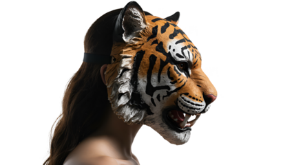 Realistic Tiger Mask PNG Isolated Background