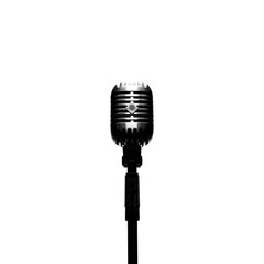 Realistic Vintage Microphone With Spotlight On Black Background