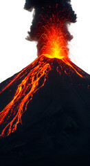Realistic Volcano Eruption Illustration Fiery Lava Flow Black Smoke