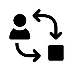 Obraz premium User interaction diagram with person, square, and arrows