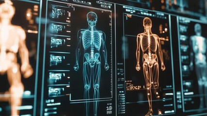 Human skeleton scan data interface medical technology - Powered by Adobe
