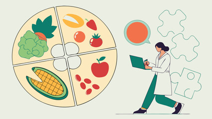 Healthy Eating Plan Nutrition Guide Diet Chart Food Groups Wellness Concept Doctor Consultation Balanced Diet Healthcare Medical Illustration Lifestyle Health Advice Vector Graphic Fl.