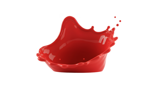 Red paint splash isolated background dynamic fluid motion