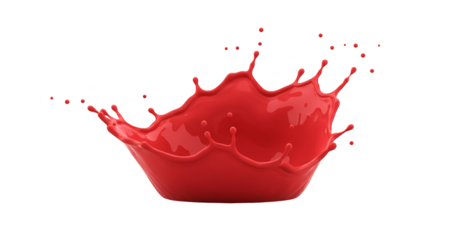 Red Paint Splash Isolated Background 3D Realistic
