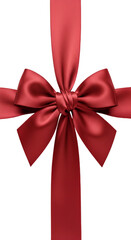 Red Satin Ribbon Bow Isolated on Transparent Background