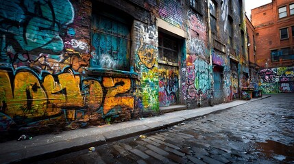 Fototapeta premium Colorful graffiti art on an urban wall