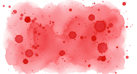 Red watercolor splash background with splatters isolated
