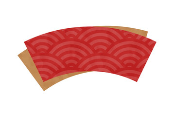 赤と金の和柄背景イラスト（青海波模様）　水彩風