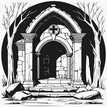 crypt sketch illustration vector