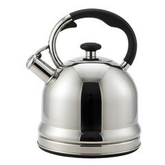 Shiny Metal Tea Kettle Isolated Transparent Background Realistic Photo