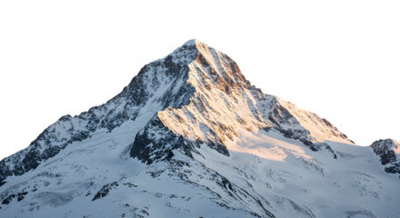 Snowy Mountain Peak At Sunrise Isolated Realistic Photo
