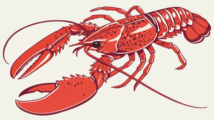 Red Lobster Illustration Seafood Menu Graphic Crustacean Clipart Aquatic Animal Design Claws Shellfish Underwater Life Ocean Creature Marine Animal Food Illustration Restaurant Menu Des.
