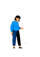 Fototapeta premium Flat Vector Woman Nurturing a Small Plant Sprout
