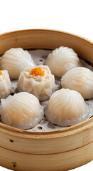 Steamed Dim Sum Dumplings in Bamboo Steamer PNG