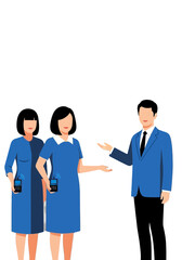 Fototapeta premium Flat Vector People Discussing Wireless Technology Communication