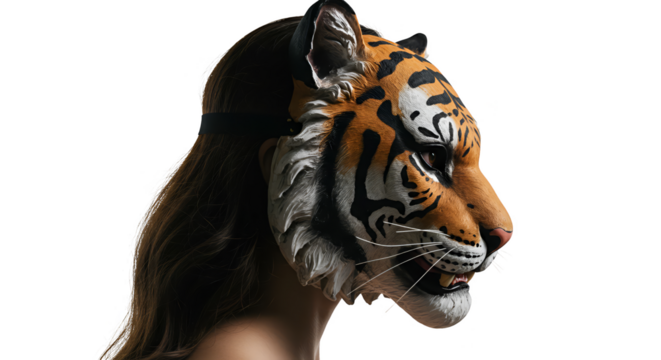 Tiger Mask Photo Realistic Headgear Orange Black Stripes
