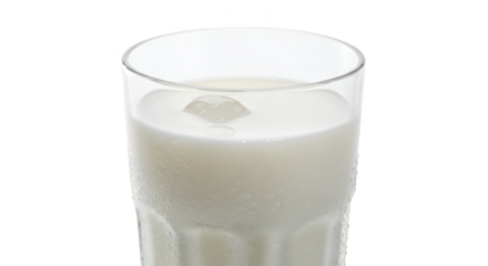 Transparent PNG Realistic Glass Of Milk With Ice Cubes And Water Droplets
