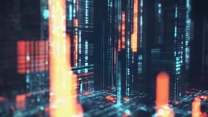 Digital cityscape representing big data and network connections - Powered by Adobe