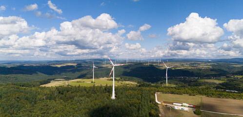 Expansion of renewable sustainable energy, wind turbine park, technology, environment and ecosystem...