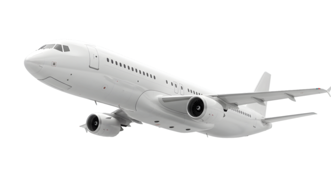 White Airplane Isolated Transparent Background 3D Render - Powered by Adobe