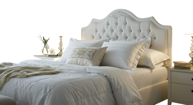 White Tufted Headboard Bedroom Photo