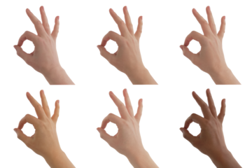 Diverse hands making the okay gesture. Isolated on transparent background, png