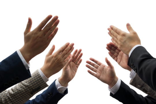 Hands clapping in appreciation. Isolated on transparent background, png
