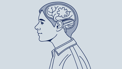Profile View Illustration of a Persons Head with Brain Anatomy Shown Inside.