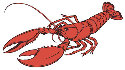 Red Lobster Clipart Seafood Illustration for Menu Recipe or Cookbook Design.