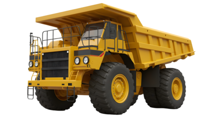 Yellow Mining Truck Isolated 3D Render Transparent Background