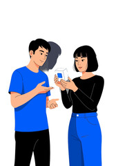 Fototapeta premium Flat Vector Illustration of People Discussing a Product Box