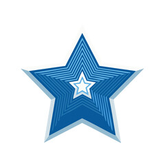 Obraz premium Abstract blue layered star shape with a central white star