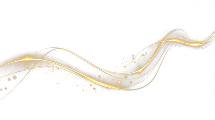 Curved golden light trail with sparks PNG. Magic swoosh effect.