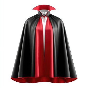 Dracula-themed vampire cape with bat collar and blood accents for halloween costume design