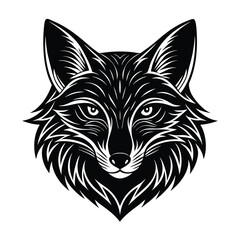 Fox Head Silhouette on White Background