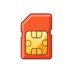 Colorful cartoon style SIM card illustration for mobile technology and communication