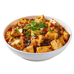 Fototapeta premium Mapo Tofu, Chinese cuisine, angle view, ultra realistic food photography [Transparent Background PNG].