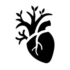 A heart with branches and leaves