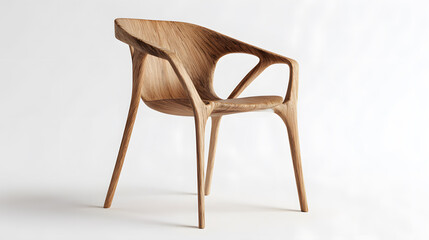 High-Quality 3D Render of Modern Wooden Chair for Interior Design