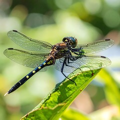 Dragonfly perched on a leaf