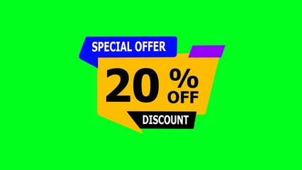 Special offer twenty percent off discount tag on green screen sale promotion