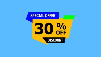 Special offer thirty percent off discount tag on blue background sale promotion