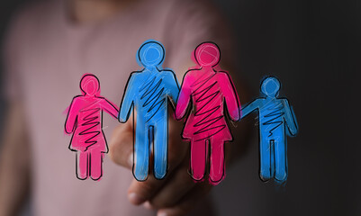 Illustrative image of a family,unity, togetherness, love, support, childhood, parenthood, family...